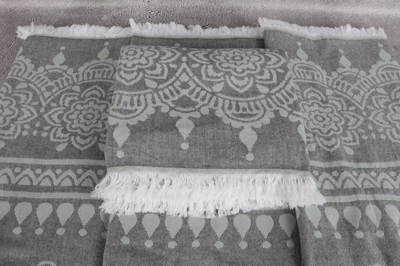 Bath towel, Engagement Gift, Traditional Turkish peshtemal for hammam, Custom Gift, 70x40 Cotton Floral Patterned Towel, Guest Towel, Hammam towel - 5