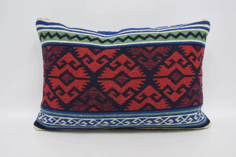Turkish Kilim Pillow, Decorative Throw Pillow Case, Vintage Kilim Pillow, 16x24 Red Pillow Cover, Cushion Case, Boho Pillow Sham Cover - 5