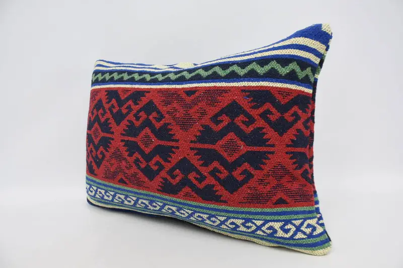 Turkish Kilim Pillow, Decorative Throw Pillow Case, Vintage Kilim Pillow, 16x24 Red Pillow Cover, Cushion Case, Boho Pillow Sham Cover - 4