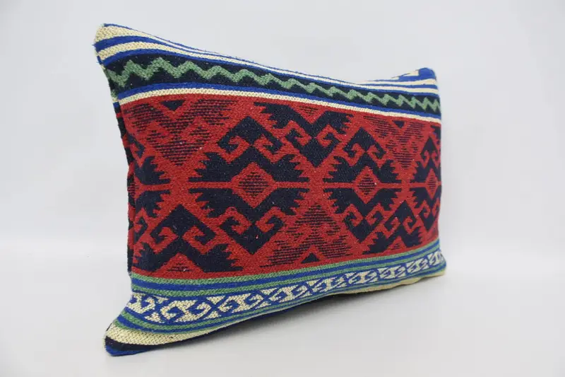 Turkish Kilim Pillow, Decorative Throw Pillow Case, Vintage Kilim Pillow, 16x24 Red Pillow Cover, Cushion Case, Boho Pillow Sham Cover - 3