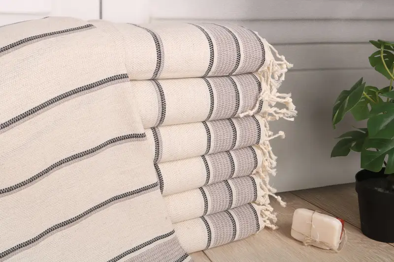 Custom Name Towel, Monogram Kitchen Towel, Small Bath Towels, Bridesmaid Gift, Customized Towels, 40x20 Linen Striped Towel, Personalized Gifts - 1