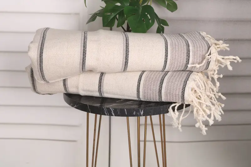 Custom Name Towel, Monogram Kitchen Towel, Small Bath Towels, Bridesmaid Gift, Customized Towels, 40x20 Linen Striped Towel, Personalized Gifts - 3