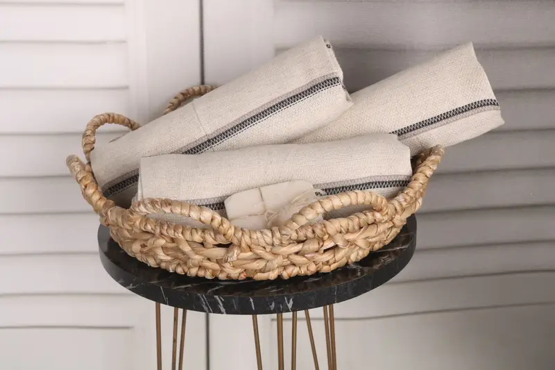 Custom Name Towel, Monogram Kitchen Towel, Small Bath Towels, Bridesmaid Gift, Customized Towels, 40x20 Linen Striped Towel, Personalized Gifts - 4