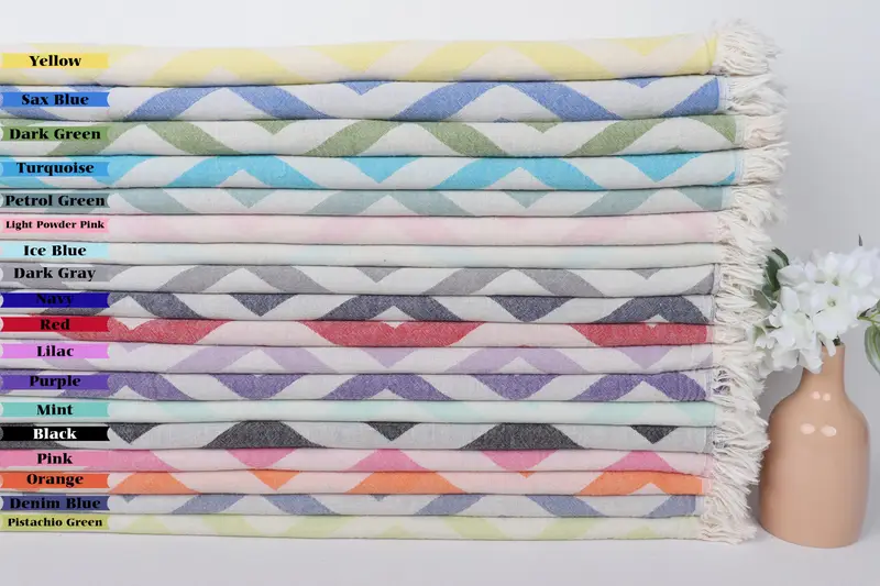 70x40 Cotton Zigzag Design Towel, Beach Towel Bulk, Valentines Day Gift For Her, Spa Towel, Custom Gift, Custom Towel Beach, Beach towel, Peshtemal - 1