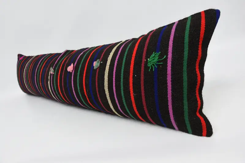 Authentic Pillow, 12x48 Pink Pillow Case, Antique Pillows, Meditation Cushion Case, Pillow Cover, Ethnical Kilim Rug Pillow, Turkish Pillow - 4