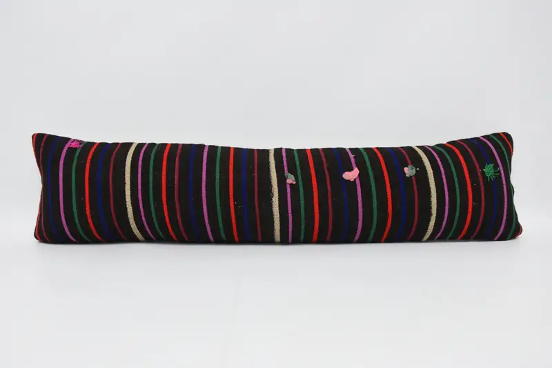 Authentic Pillow, 12x48 Pink Pillow Case, Antique Pillows, Meditation Cushion Case, Pillow Cover, Ethnical Kilim Rug Pillow, Turkish Pillow - 1