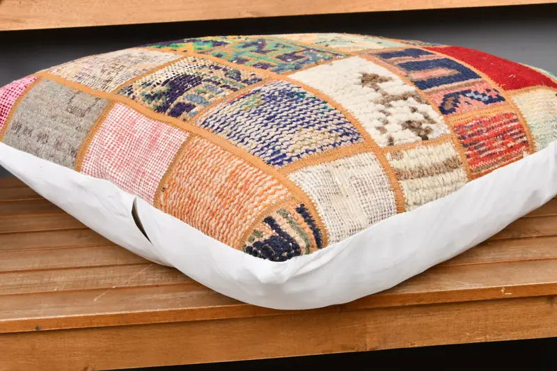 Patio Pillow Sham, 24x24 Pink Pillow Sham, Pillow Cover, Home Decor Pillow, Vintage Kilim Pillow, Interior Designer Pillow, Knitted Pillow - 3