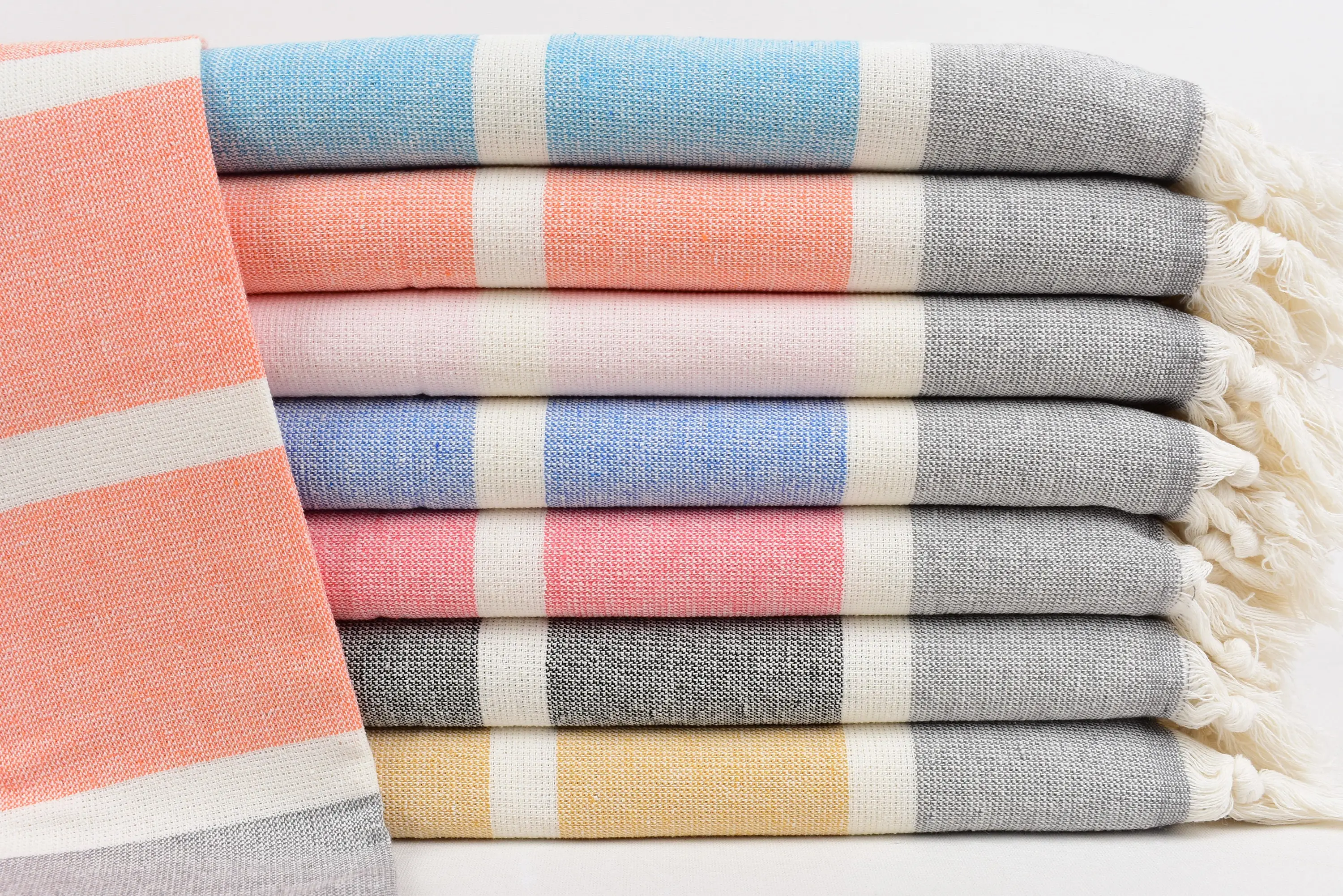 Wedding Gift Turkish Cotton Towel, Light Blue-Gray Striped, 36x18 Inches - 1