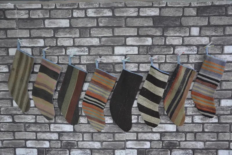 Şenlikli Noel Süsleri Deseni, Dayanıklı Kilim Noel Çorabı