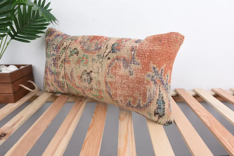 Kilim Pillow Cover, Kilim Cushion Sham, Handmade Kilim Cushion, Vintage Kilim Pillow Cushion, Pillow Case, Boho Throw Pillow, 12x24 Beige Pillow - 5