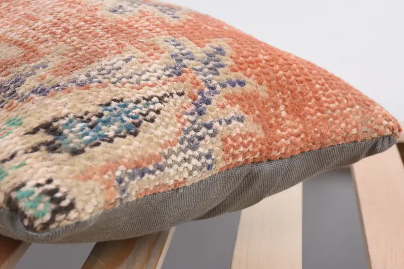 Kilim Pillow Cover, Kilim Cushion Sham, Handmade Kilim Cushion, Vintage Kilim Pillow Cushion, Pillow Case, Boho Throw Pillow, 12x24 Beige Pillow - 7