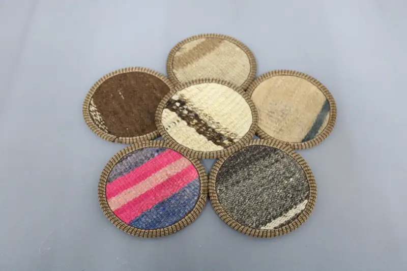 Bohemian Beige and Pink Round Coaster, Ethnic Coaster