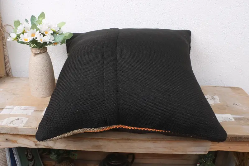 16x16 Brown Pillow Sham, Antique Pillows, Ethnical Kilim Rug Pillow, Square Throw Cushion, Nautical Throw Cushion Cover, Cushion, Pillow for Couch - 7