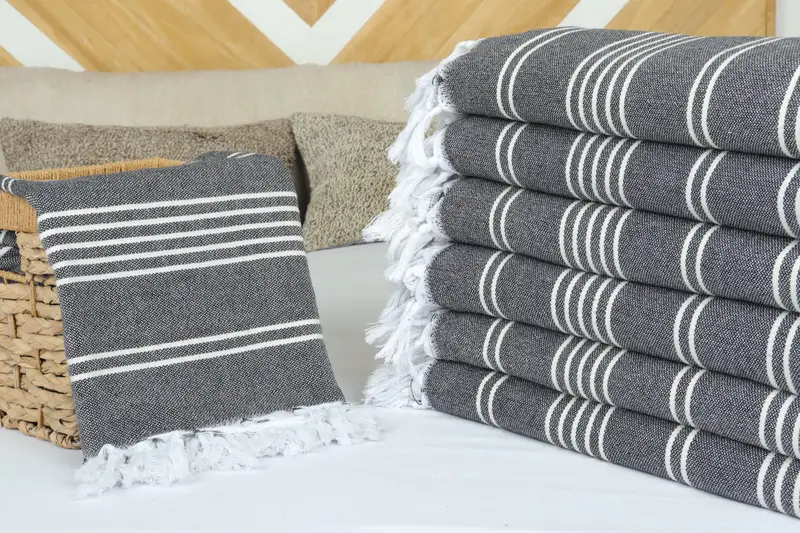 Monogram Blanket, Bridesmaid Gifts, Housewarming Gift, Turkish Cotton Blanket, Custom Gift, 96x70 Cotton Striped Towel, Halloween Blanket - 4
