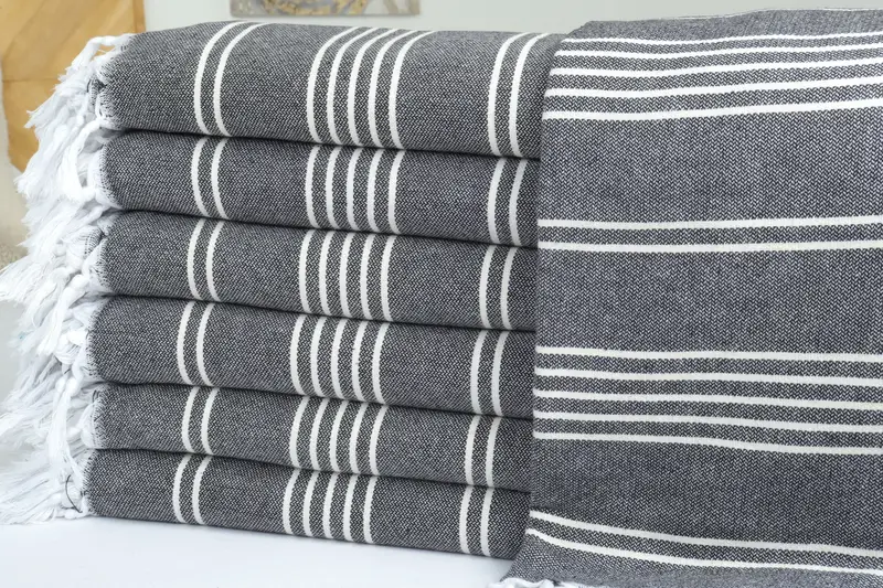 Monogram Blanket, Bridesmaid Gifts, Housewarming Gift, Turkish Cotton Blanket, Custom Gift, 96x70 Cotton Striped Towel, Halloween Blanket - 2