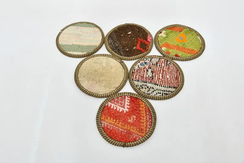 Posavasos redondos bohemios, posavasos de decoración de cocina naranja y beige