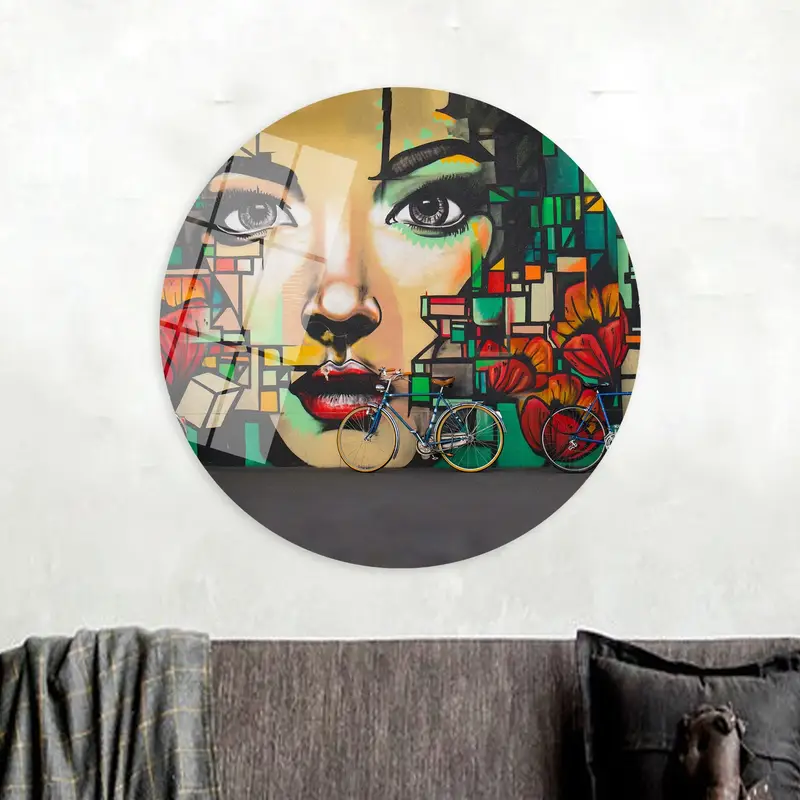 モダンなグラフィティ女性キャンバス プリント - 鮮やかな抽象アート