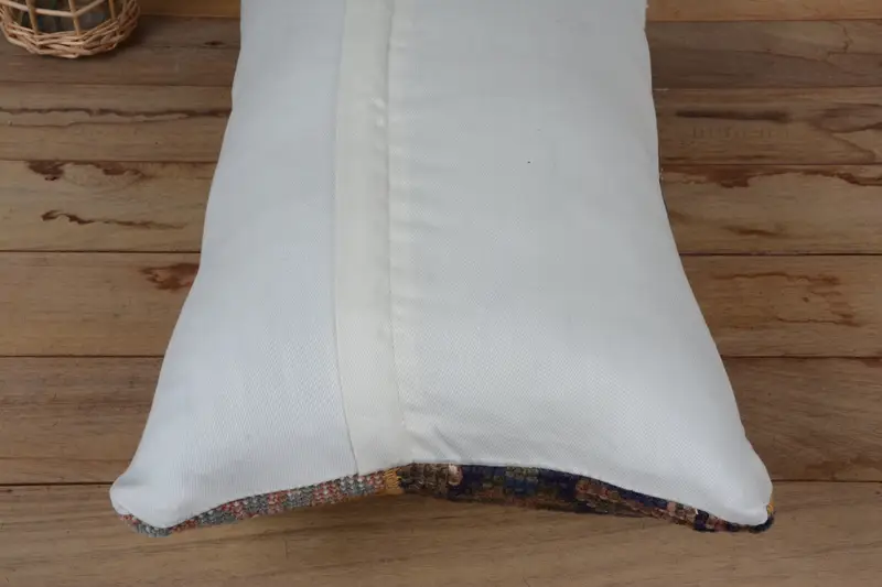 Farmhouse Cushion, Vintage Kilim Pillow, Pillow Cover, Kilim Cushion Sham, Retro Throw Pillow, Throw Kilim Pillow, 12x20 Blue Cushion Case - 6