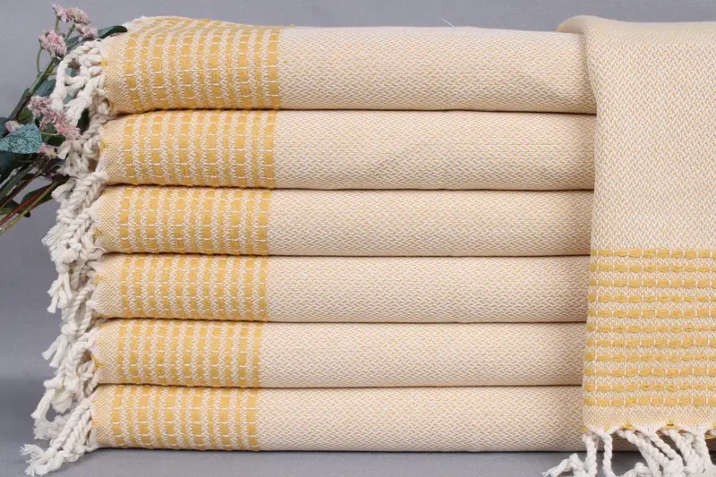 Personalized Dish Towel Embroidered Kitchen Towel Mustard Beige, 20x40 Inches