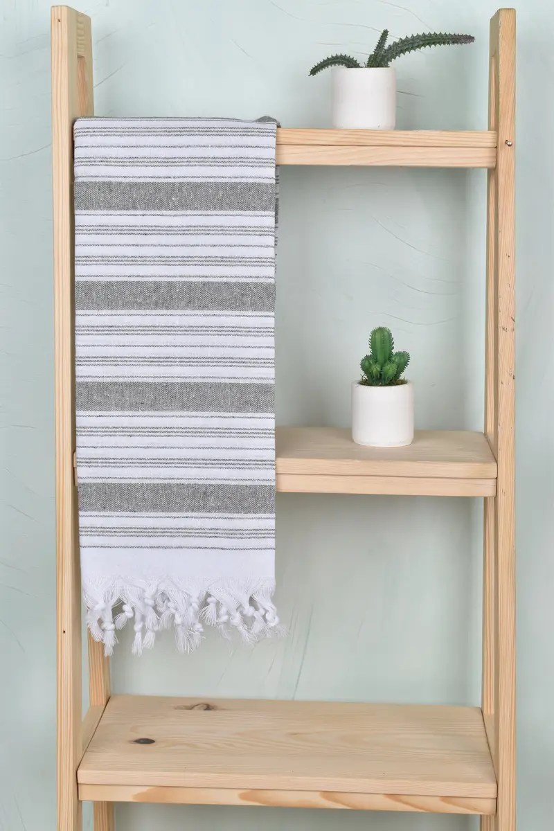 68x32 Cotton Striped Towel, Wedding Gifts Towel, Fringed Turkish towel for poolside, Embroidery Towels, Gifts For Him, Sand-resistant towel - 8