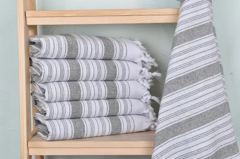 68x32 Cotton Striped Towel, Wedding Gifts Towel, Fringed Turkish towel for poolside, Embroidery Towels, Gifts For Him, Sand-resistant towel - 2