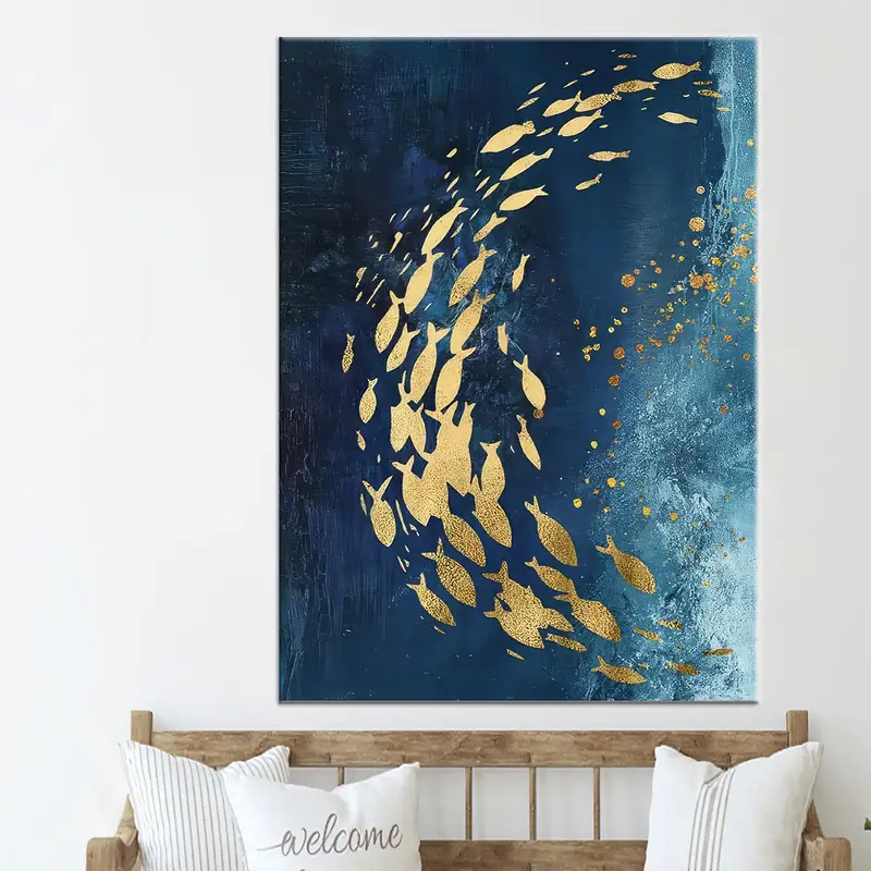 魚のキャンバスの装飾、モダンウォールアート、豪華なアートワーク、ミニマルキャンバスアート、抽象キャンバスアート、壁掛けアート、キャンバスアート、モダンな装飾 - 2