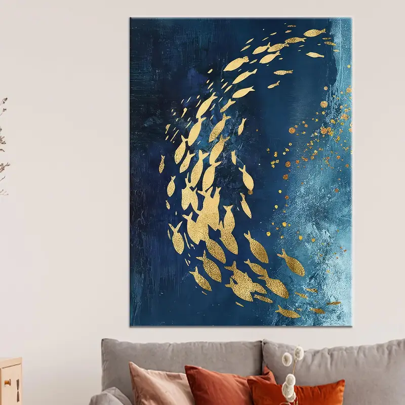 魚のキャンバスの装飾、モダンウォールアート、豪華なアートワーク、ミニマルキャンバスアート、抽象キャンバスアート、壁掛けアート、キャンバスアート、モダンな装飾 - 3