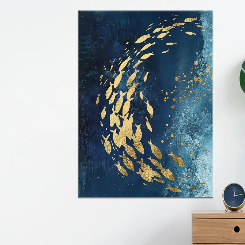 魚のキャンバスの装飾、モダンウォールアート、豪華なアートワーク、ミニマルキャンバスアート、抽象キャンバスアート、壁掛けアート、キャンバスアート、モダンな装飾 - 1