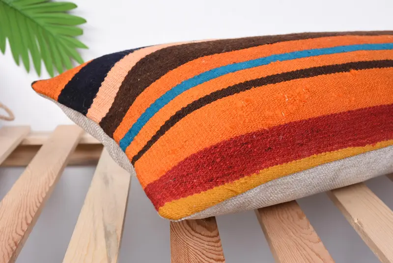 Antique Pillows, 12x24 Orange Cushion, Vintage Kilim Throw Pillow, Cushion Case, Pet Pillow Cover, Vintage Pillow, Handwoven Pillow - 6