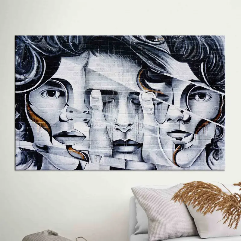 モダンな抽象女性グラフィティ キャンバス プリント - トレンディなストリート アート