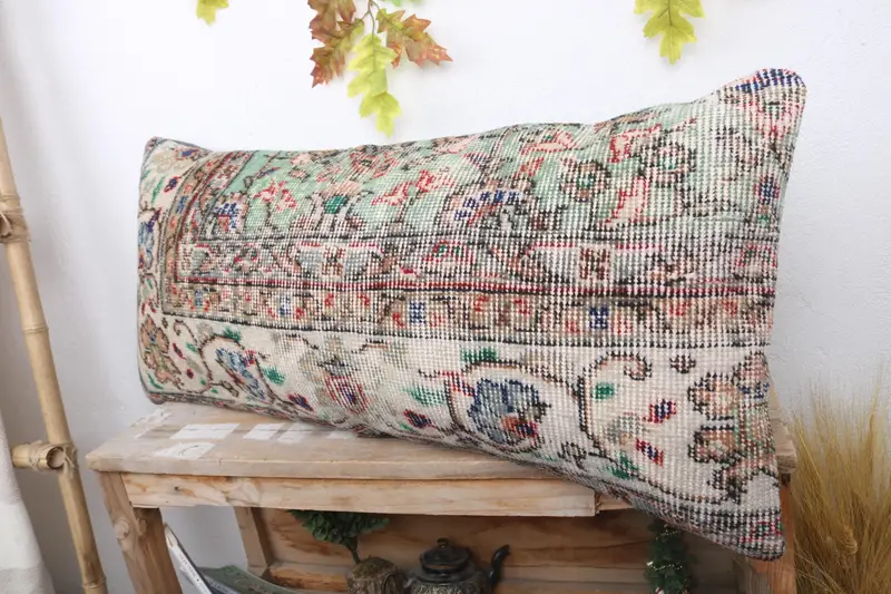 16x36 White Cushion, Cozy Throw Pillow Sham, Bolster Throw Cushion Case, Vintage Kilim Pillow, Pillow Cover, Pillow for Couch, Kilim Cushion Sham - 4