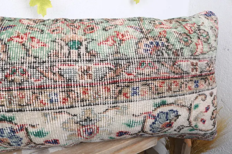 16x36 White Cushion, Cozy Throw Pillow Sham, Bolster Throw Cushion Case, Vintage Kilim Pillow, Pillow Cover, Pillow for Couch, Kilim Cushion Sham - 5