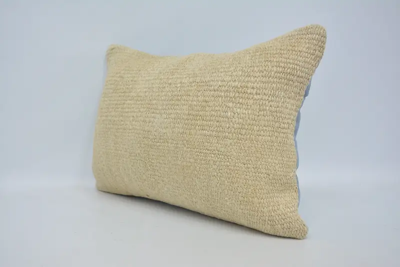 Designer Throw Pillow Sham, Handmade Rug Seat Cushion, Throw Kilim Pillow, Cushion Cover, 16x24 Beige Pillow Case, Home Decor Pillow, Boho Pillow - 4