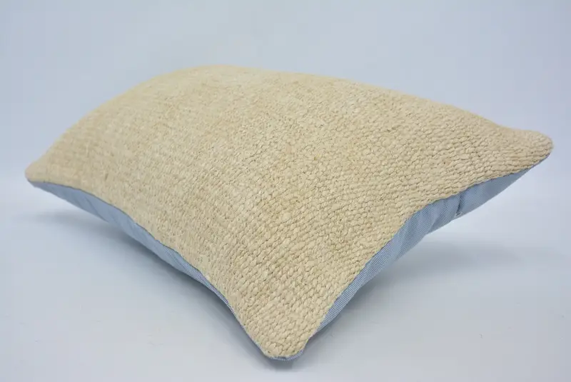 Designer Throw Pillow Sham, Handmade Rug Seat Cushion, Throw Kilim Pillow, Cushion Cover, 16x24 Beige Pillow Case, Home Decor Pillow, Boho Pillow - 6