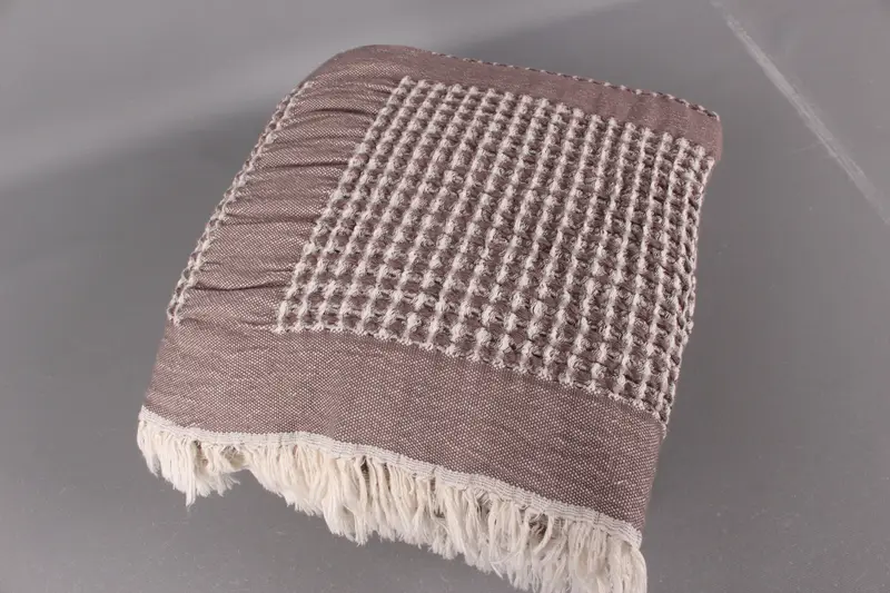 Wholesale Blankets, Beach Blanket, Brown Blanket, Waffle Blanket, 79x83 Inches Cotton Throw Blanket For Couch, Curtain Blanket, - 6