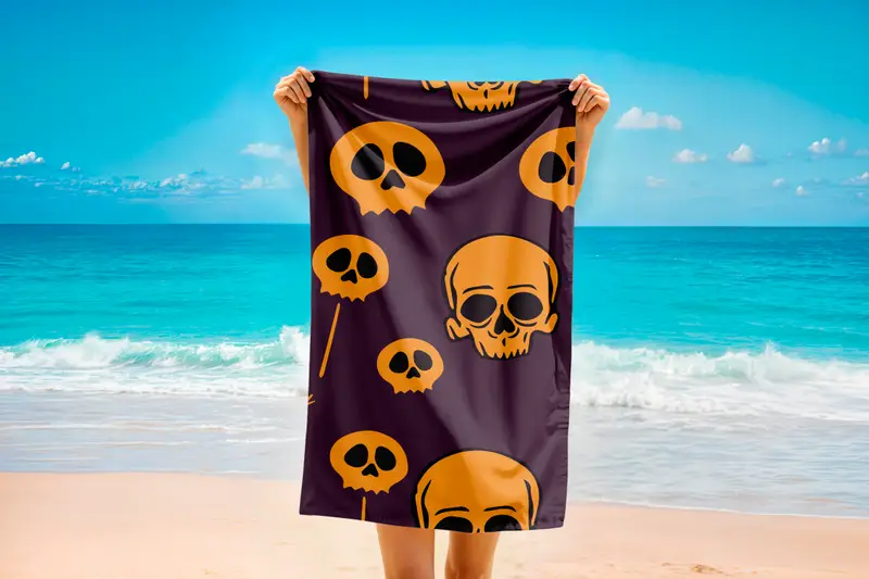 Skull Halloween Towel, Skull Printed Towel, Personalized Towel, Scary Gift, Happy Halloween Towel, Holiday Gift, Golf Towel Gift Idea