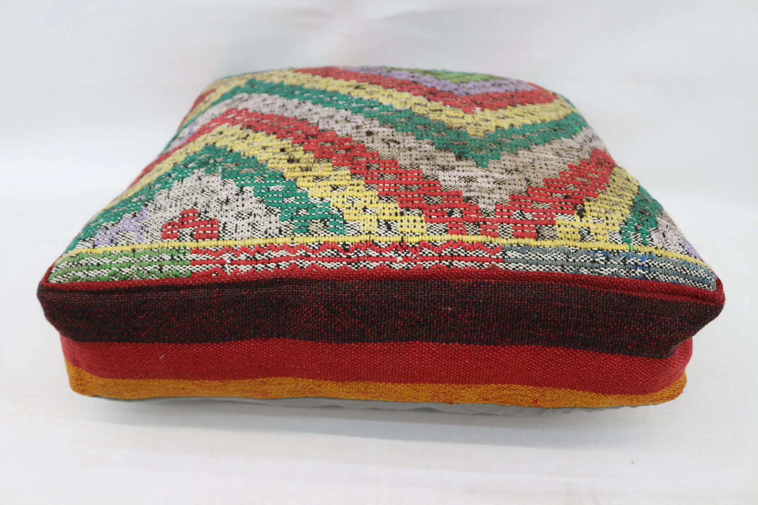 Kilim Pouf, bocanada de piso, 24x24x6, cubierta de almohada de piso, cubierta de almohada de jardín, bordado kilim pouf, hojaldres de decoración del hogar SP606015 88 - 1
