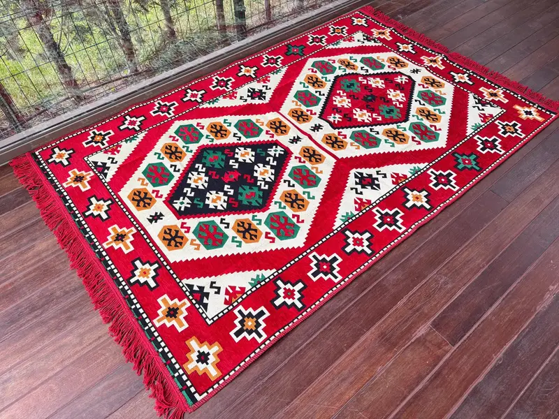 U şeklindeki zemin yastığı, kesit zemin oturma, Osmanlı zemin oturma, geleneksel zemin kanepesi, Kilim desen yastığı, ev dekorasyonu, - 8
