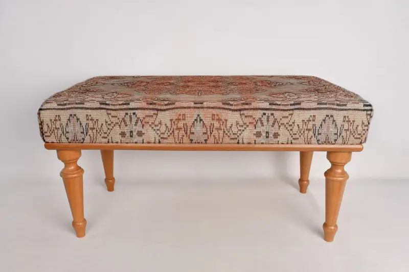 Ottoman Bench, Upholstered Bench, Kitchen Furnitures, Turkish Rug Bench, Kilim Bench, Home Decor Bench, Handmade Bench, Footstool Bench - 4