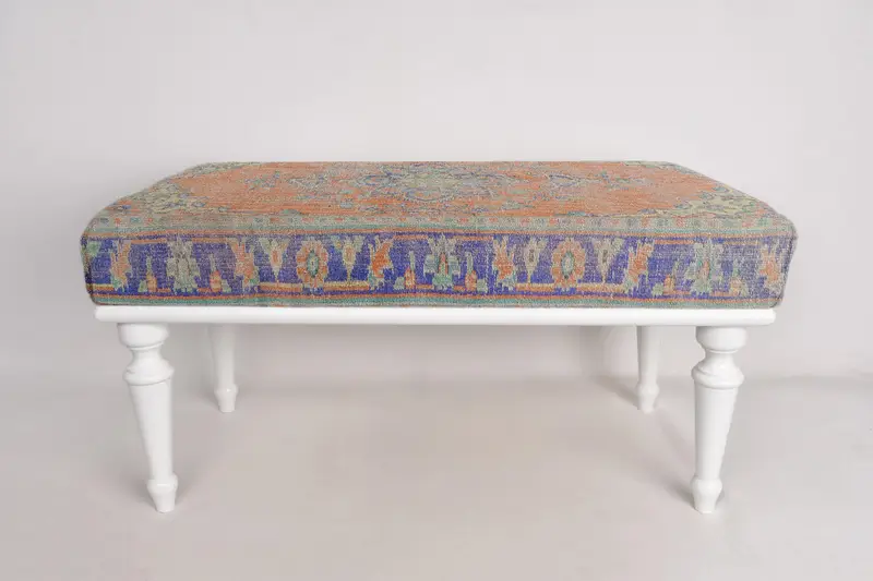 Turuncu Osmanlı Tezgahı, Döşemeli Tezgah, Turuncu Mobilya, Türk Halı Tezgahı, Kilim Tezgahı, Ev Dekoru Tezgahı, Madalyon Deseni Türk Halı, - 3
