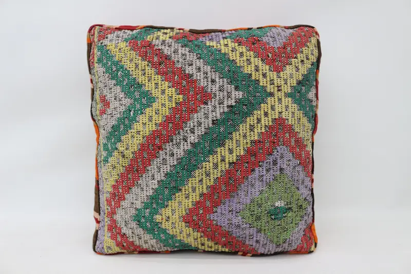 Kilim pouf, zemin pufu, 24x24x6, zemin yastık örtüsü, bahçe pouf yastık kapağı, işlemeli Kilim Poufs, ev dekoru pufları SP606015 109 - 1