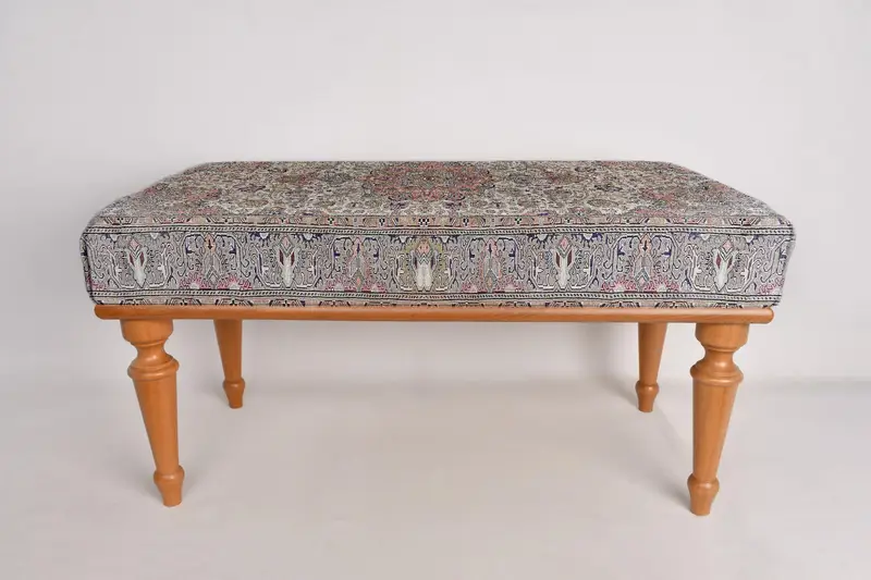 Medallion Bench, Ottoman Bench, Kitchen Furnitures, Upholstered Bench, Turkish Rug Bench, Kilim Bench, Home Decor Bench, Handmade Bench - 4