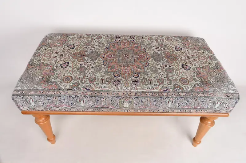 Medallion Bench, Ottoman Bench, Kitchen Furnitures, Upholstered Bench, Turkish Rug Bench, Kilim Bench, Home Decor Bench, Handmade Bench - 1