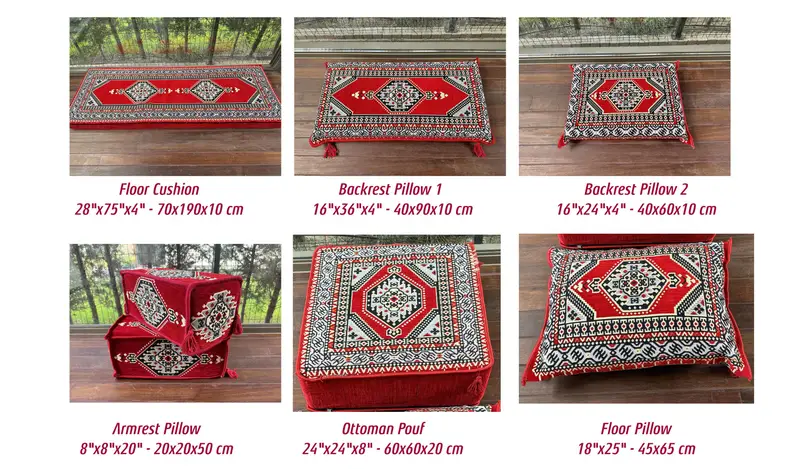 Kesit zemin oturma, Majlis oturma, oturma odası zemin kanepe, Osmanlı zemin oturma, geleneksel zemin kanepe, u şeklinde zemin yastığı - 5