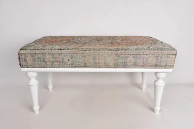 Medallion Ottoman Bench,Ottoman Bench, Upholstered Bench, Turkish Rug Bench, Kilim Bench, Home Decor Bench, Handmade Bench, Frontdoor Bench - 3