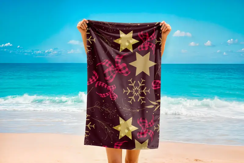 Star Pattern Beach Towel Personalized Cotton Microfiber Blend