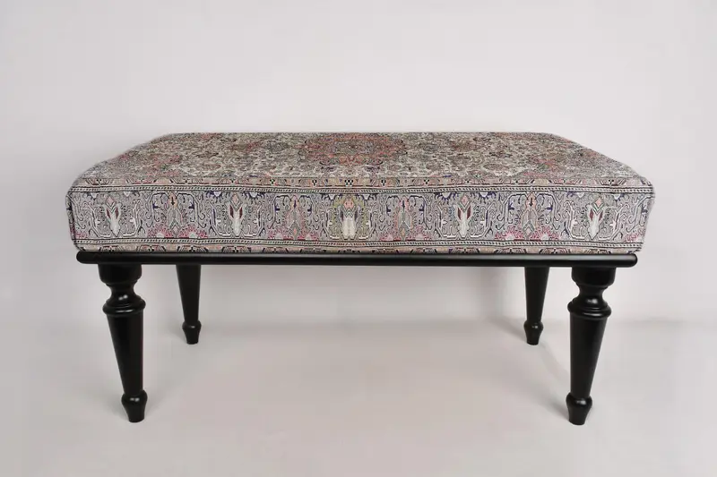 Medallion Bench, Ottoman Bench, Kitchen Furnitures, Upholstered Bench, Turkish Rug Bench, Kilim Bench, Home Decor Bench, Handmade Bench - 2