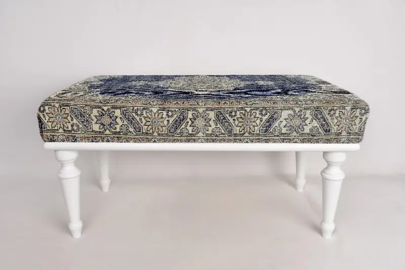 Footstool Bench, Coffee Bench, Ottoman Bench, Upholstered Bench, Turkish Rug Bench, Kilim Bench, Home Decor Bench, Handmade Bench - 3
