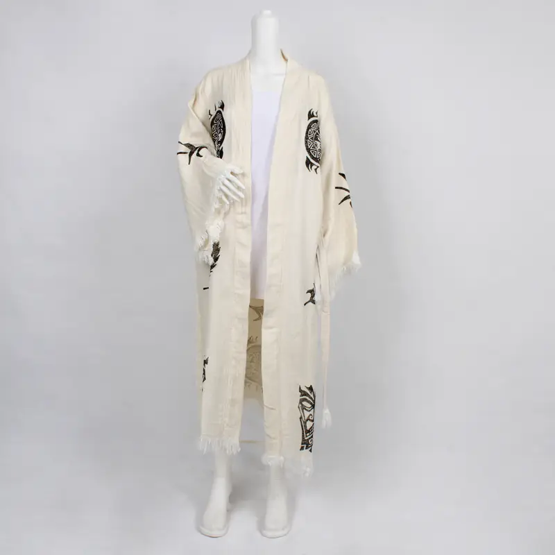 Custom Wedding Gift, Muslin Dressing Gown, Organic Beach Wear, Patterned Spa Kimono