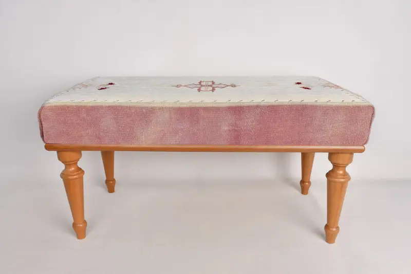 Ottoman Bench Minimal Bench, Upholstered Bench, Turkish Rug Bench, Kilim Bench, Home Decor Bench, Handmade Bench, Bohemian Bench, Desk Bench - 4